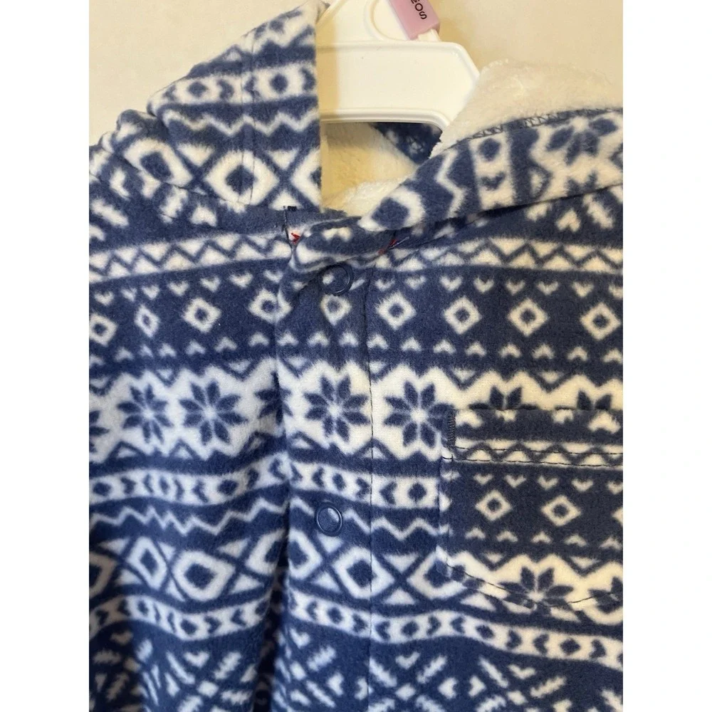 Carters Baby Boy Hooded Fleece Romper Pajamas‎ Snowflake Print 9 Month